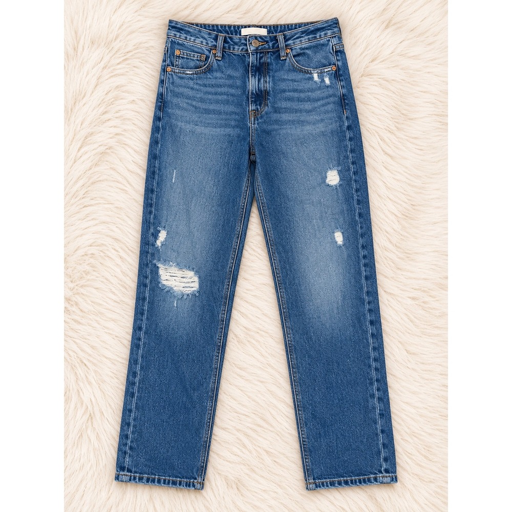 Maurices Goldie Blues Brooklyn Relaxed Straight Ankle Jeans High Rise Distressed